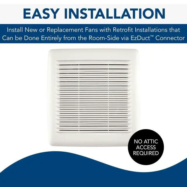 Alt view image 6 of 6 - A80 Ventilation Fan with Roomside Installation, 80 CFM, 2.0 Sones White