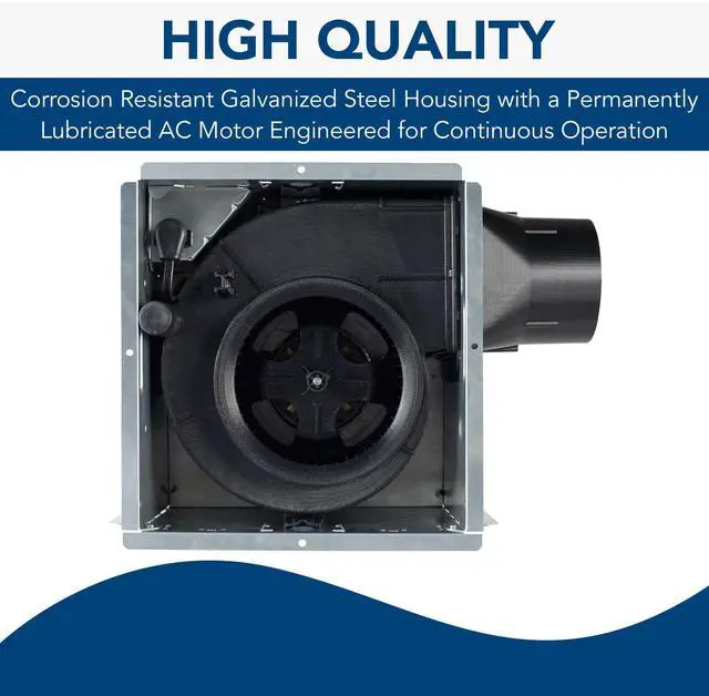 Alt view image 4 of 6 - A80 Ventilation Fan with Roomside Installation, 80 CFM, 2.0 Sones White