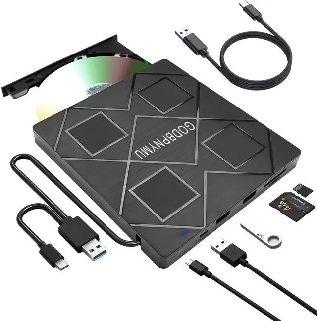 Alt view image 7 of 7 - 5-in-1 Extemal CD/DVD Drive for Laptop,USB 3.0 & Type-C Portable CD/DvD Rw Burner with SD/TF Card Reader &DVD-ROM Rewritable PlayerCompatible with Laptop Pc Desktop, Windows11/10/8/7 Linux Mac os