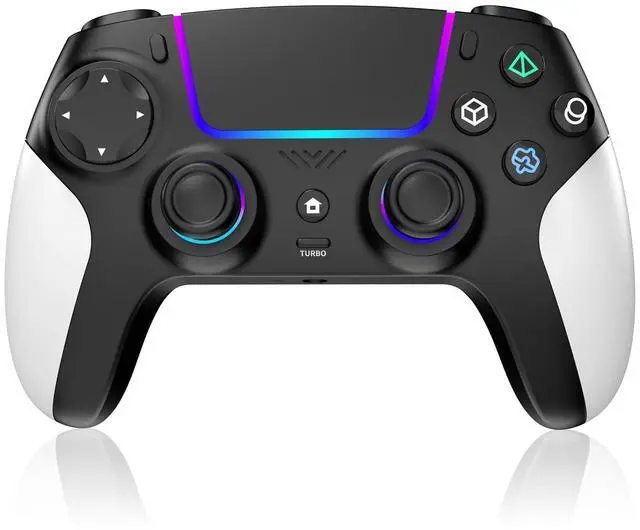 Main image of Wireless Controller for PS5 with RGB LED,TURBO, Dual Vibration, 6 Axis Gyro Sensor, Touchpad, Ergonomic for Playstation 5 Controller, Compatible with PlayStation 5/PC/Mac, Anti-Slip Black and White