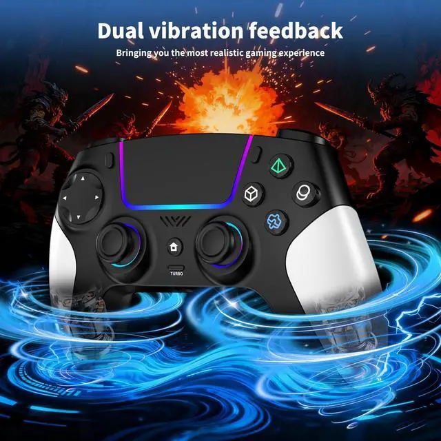 Alt view image 3 of 7 - Wireless Controller for PS5 with RGB LED,TURBO, Dual Vibration, 6 Axis Gyro Sensor, Touchpad, Ergonomic for Playstation 5 Controller, Compatible with PlayStation 5/PC/Mac, Anti-Slip Black and White