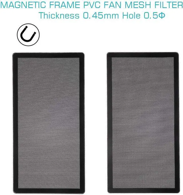Alt view image 3 of 6 - 360mm 120mm x 2 PC Fan Dust Mesh Filter 4.72inch PVC Computer PC Case Dust Proof Filter Cover Magnetic Black 2-Pack