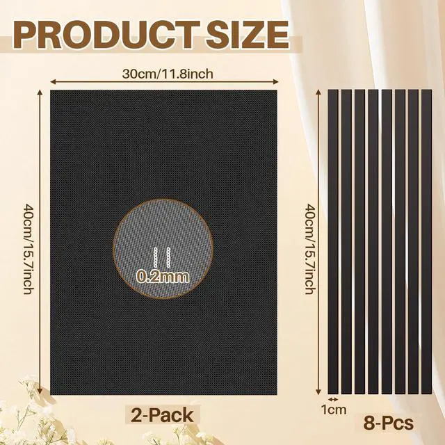 Alt view image 2 of 7 - 2 Pcs 300×400mm DIY PC Case Dust Filter Nylon 80 Mesh PC Fan Mesh Filter Floor Vent Cover Dustproof Cover with Magnetic Strip for Computer Chassis Speaker and More(Black)