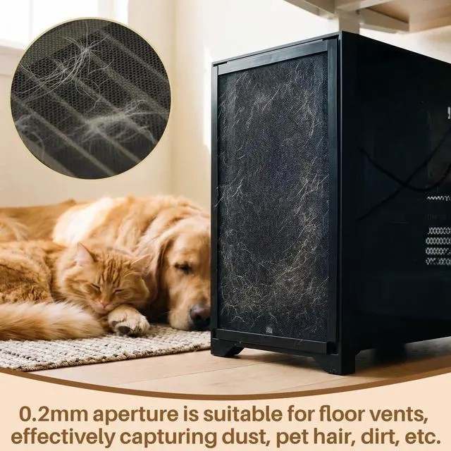 Alt view image 6 of 7 - 2 Pcs 300×400mm DIY PC Case Dust Filter Nylon 80 Mesh PC Fan Mesh Filter Floor Vent Cover Dustproof Cover with Magnetic Strip for Computer Chassis Speaker and More(Black)