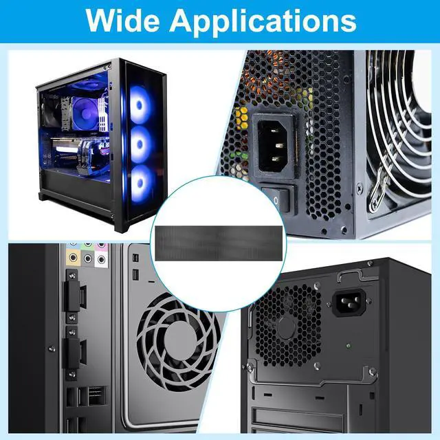 Alt view image 6 of 6 - PC Fan Dust Mesh 1000mm x 300mm 0.8mm Hole, 2 Pcs PVC Computer Cooler Dust Filter PC Case Cover Grills for Computer Cooler Fan Case Dustproof, Black