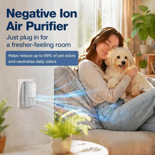 Alt view image 3 of 7 - Plug In Air Ionizers - 2 Pack Quiet Negative Ion Air Purifier, Air Fresheners for Home, Bedroom, Office, Kitchen - Portable Air Purifiers Portable Odor Eliminator for Smoke, Dust, Pet Smell