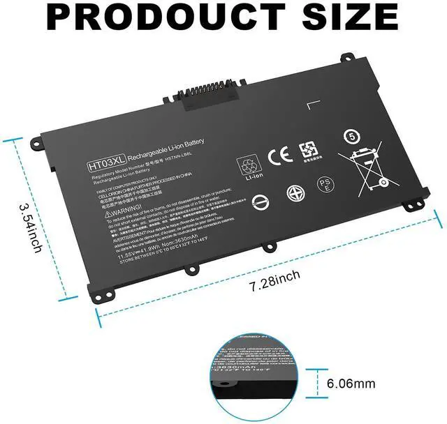 Alt view image 2 of 7 - HSTNN-LB8L HT03XL L11119-855 Laptop Battery Replacement Fit for HP Pavilion 14-CE 15-CS 15-DA 250 255 430S G7 Series HSTNN-IB8OL HSTNN-DB8SL HSTNN-DB8R HSTNN-IB8O HSTNN-UB7J HTO3XL