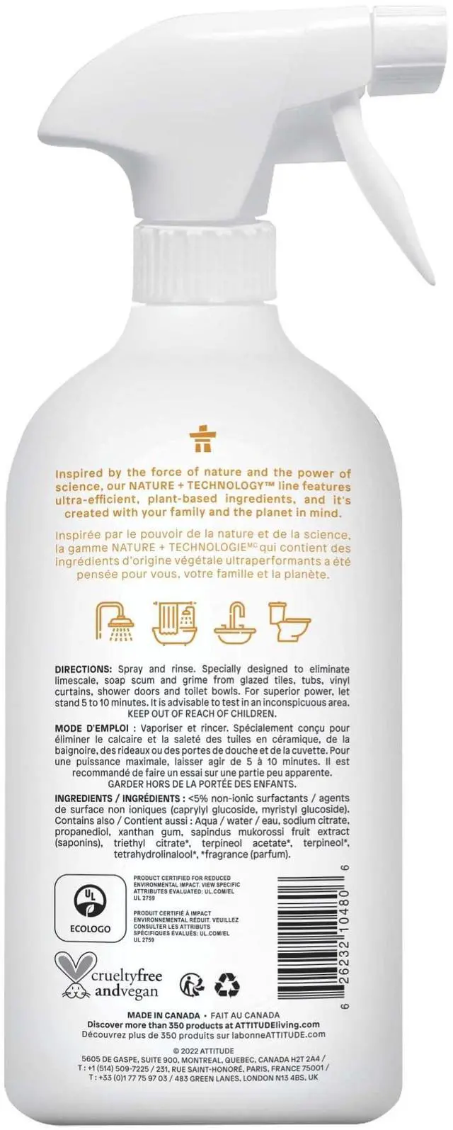 Alt view image 7 of 7 - Bathroom Cleaner Spray, EWG Verified, Plant-Based & Vegan, Safe for Bathroom Surfaces, Tiles, Tubs, Shower Walls, and Grout, Citrus Zest Scent, 27.1 Fl Oz