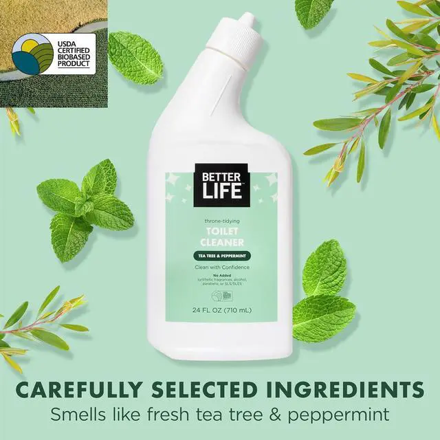 Alt view image 2 of 7 - Toilet Bowl Cleaner, Plant-based, Stain & Odor Remover, Tea Tree & Peppermint Scent Cleaning Gel, Liquid Bathroom Cleaners for Household, 24 Oz, Pack of 2