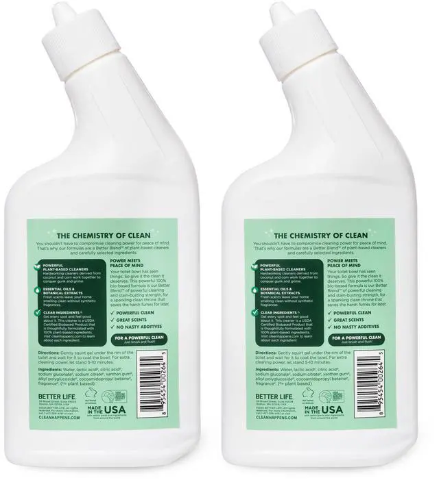 Alt view image 6 of 7 - Toilet Bowl Cleaner, Plant-based, Stain & Odor Remover, Tea Tree & Peppermint Scent Cleaning Gel, Liquid Bathroom Cleaners for Household, 24 Oz, Pack of 2