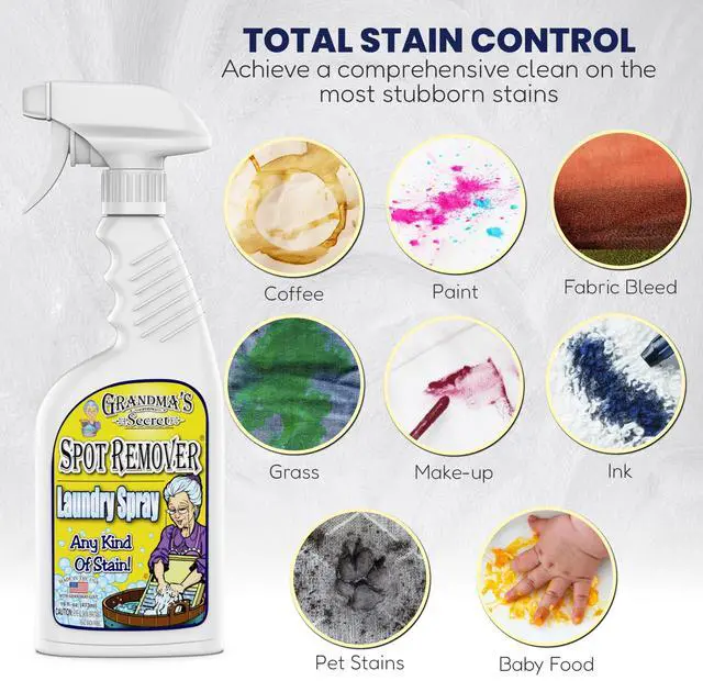 Alt view image 3 of 6 - Spot Remover Laundry Spray - Chlorine, Bleach and Toxin-Free for Clothes - Fabric Stain Remover Removes Oil, Paint, Blood and Pet Stains - 16 oz & 2 oz Combo, DuoPack