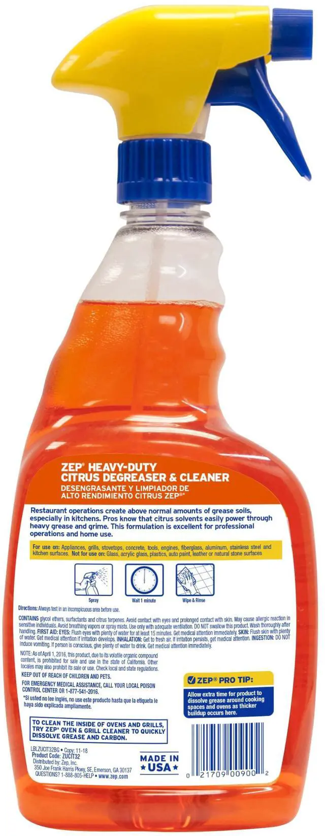 Alt view image 2 of 7 - Heavy-Duty Citrus Degreaser 32 Ounces ZUCIT32