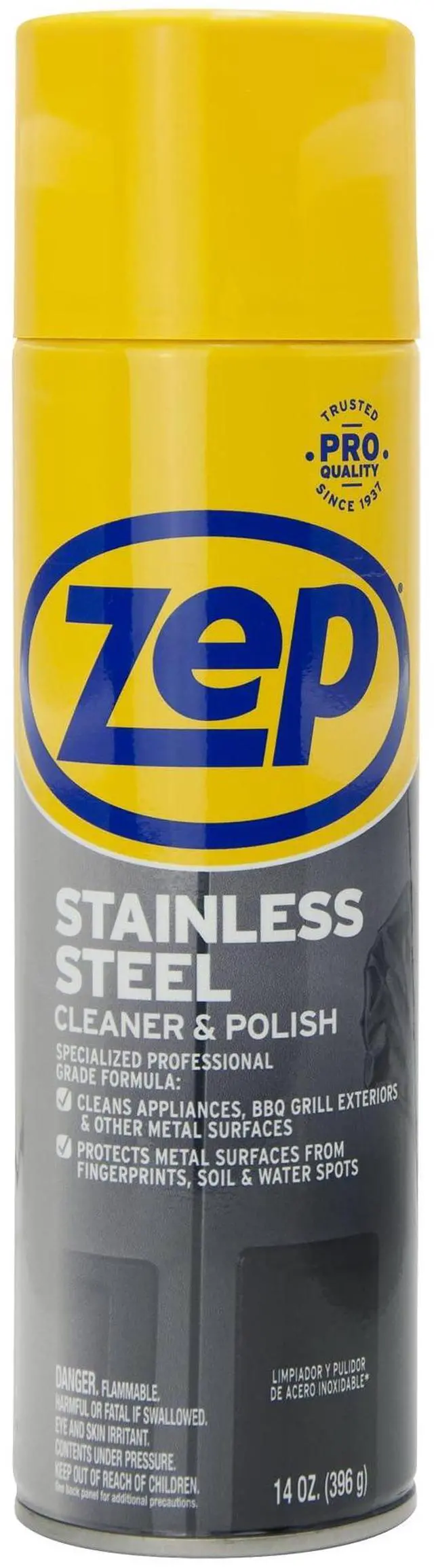 Main image of Stainless Steel Cleaner and Polish 14 ounces - ZUSSTL14 - Protects Metal Surfaces from Fingerprints, Soil and Waterspots