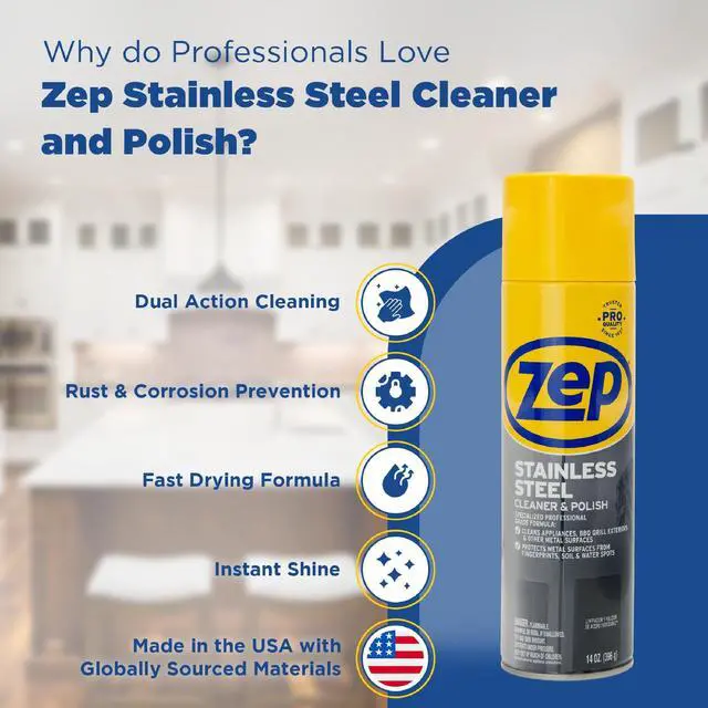 Alt view image 2 of 7 - Stainless Steel Cleaner and Polish 14 ounces - ZUSSTL14 - Protects Metal Surfaces from Fingerprints, Soil and Waterspots