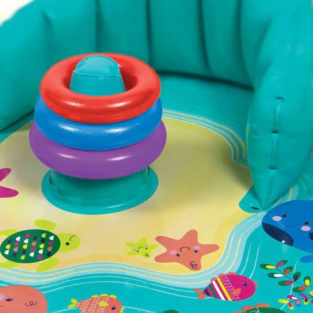 Alt view image 3 of 6 - Baby Splash Play Mat with Adjustable Canopy Inflatable Play Pool for Babies & Infants with Backrest Includes Baby Water Toy Rings