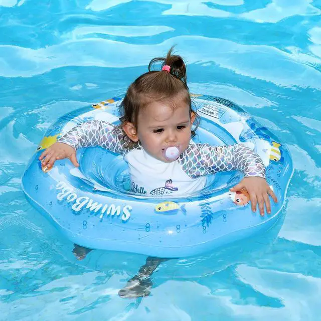 Alt view image 5 of 6 - Inflatable Baby Swimming Float with Safety Seat Fun Swimming Pool Toys for Age 6-36 Months Toddler(Blue Oecan)