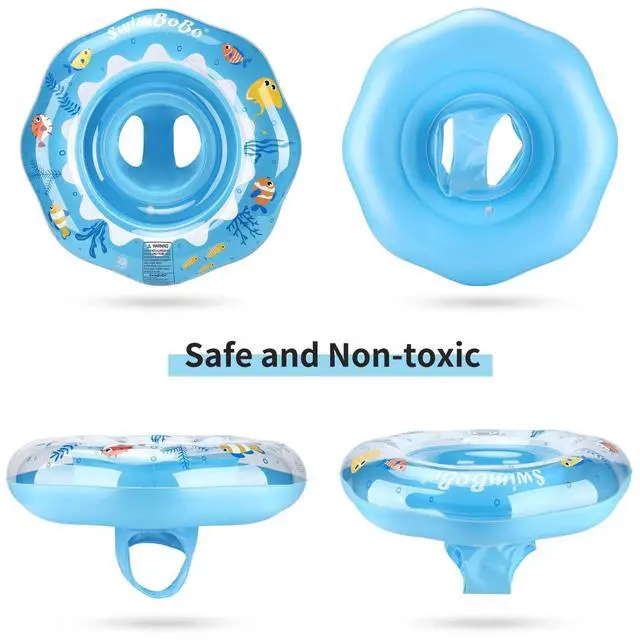 Alt view image 6 of 6 - Inflatable Baby Swimming Float with Safety Seat Fun Swimming Pool Toys for Age 6-36 Months Toddler(Blue Oecan)