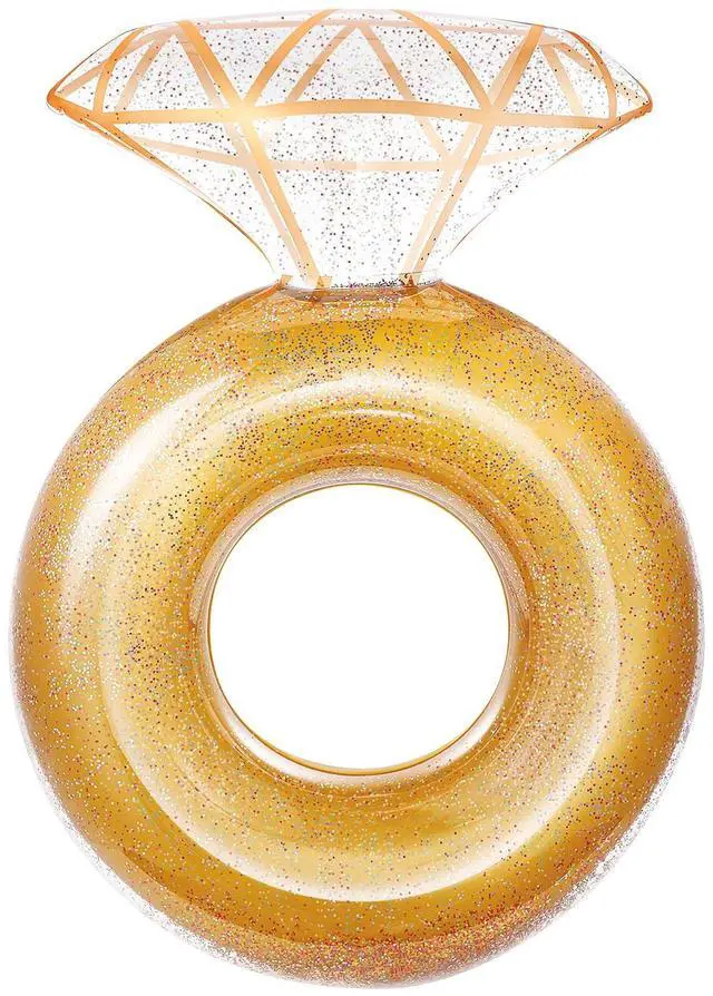 Main image of Pool Floats, Inflatable Diamond Ring Pool Float, Large Engagement Ring Floatie for Bachelorette Party, Swim Tube River Lake Wedding Bride Stagette Decor Fun Toy Raft for Adults,Yellow