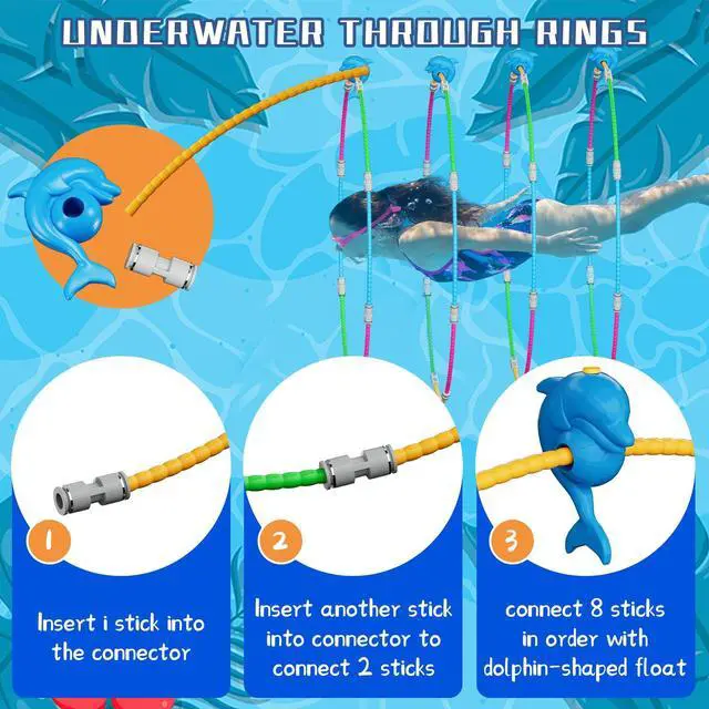 Alt view image 3 of 7 - Fun Swimming Pool Toys for Kids - Diving Practice, Swim Thru Rings for Boys/Girls Ages 4-12