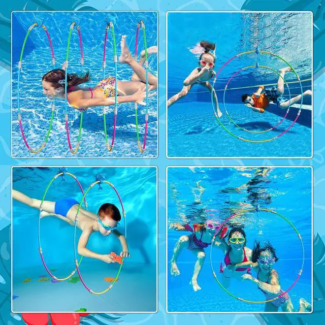 Alt view image 5 of 7 - Fun Swimming Pool Toys for Kids - Diving Practice, Swim Thru Rings for Boys/Girls Ages 4-12