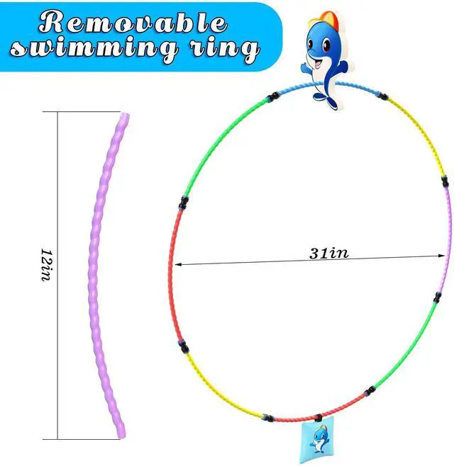 Alt view image 7 of 7 - Diving Toys 15 PCS Pool Toys for Kids Age 4-8 8-12 Water Swim Thru Rings with Buoys and Sandbags Underwater Training Program Swimming Pool Games Water Sports Gifts
