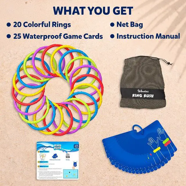 Alt view image 4 of 7 - Ring Rush Diving Toys Underwater Search & Find Game, Pool Diving Rings, Swimming Pool Toys for Kids, Summer Outdoor Water Games, Gift for Boys & Girls Ages 6, 7, 8, 9 & Up