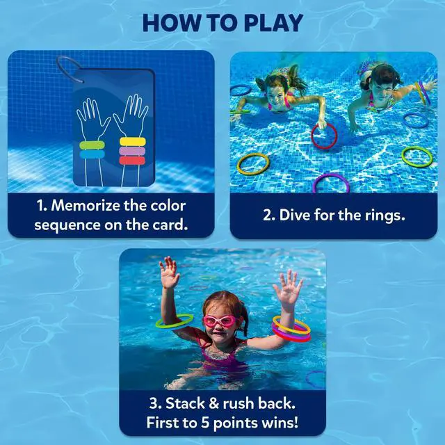Alt view image 3 of 7 - Ring Rush Diving Toys Underwater Search & Find Game, Pool Diving Rings, Swimming Pool Toys for Kids, Summer Outdoor Water Games, Gift for Boys & Girls Ages 6, 7, 8, 9 & Up