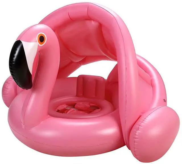 Main image of Baby Pool Float with Canopy,Flamingo Inflatable Swimming Ring,Infant Pool Floaties Sunshade Toys for Baby Girls Boys Toddlers Pink