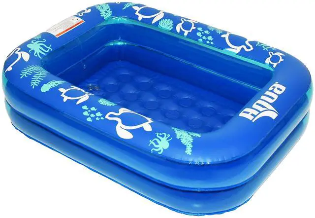Main image of Inflatable Kiddie Pool for Backyard Outdoor Water Play - 2 Ring Blow Up Baby Pool with Cushioned Bottom, Stable Translucent Sides for Toddlers & Kids, 47 x 35 x 12 Inch, Blue