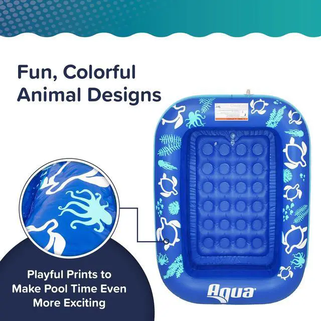 Alt view image 5 of 6 - Inflatable Kiddie Pool for Backyard Outdoor Water Play - 2 Ring Blow Up Baby Pool with Cushioned Bottom, Stable Translucent Sides for Toddlers & Kids, 47 x 35 x 12 Inch, Blue