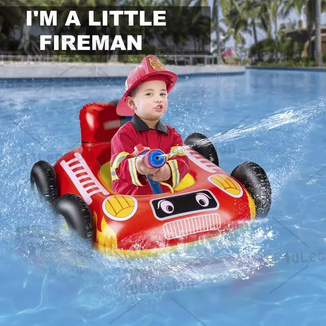 Alt view image 2 of 7 - Kids Pool Floats with Water Gun, Pool Toys for Kids Ages 4-8, Fire Truck Toddler Floats for Pool, Pool Inflatables for Boys Girls and Children