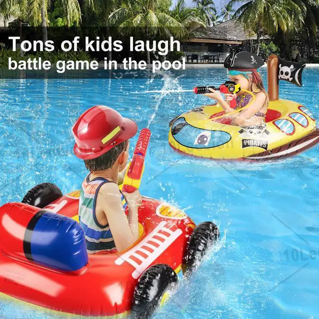 Alt view image 3 of 7 - Kids Pool Floats with Water Gun, Pool Toys for Kids Ages 4-8, Fire Truck Toddler Floats for Pool, Pool Inflatables for Boys Girls and Children