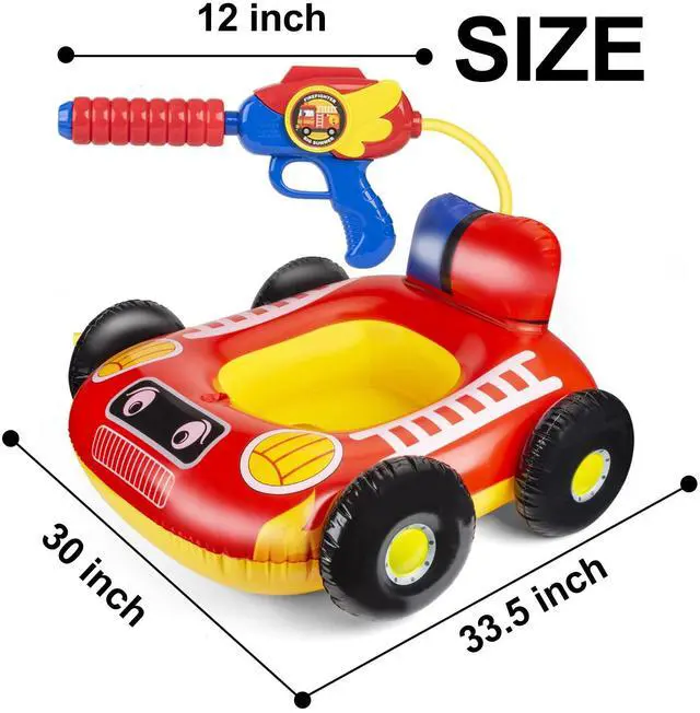 Alt view image 5 of 7 - Kids Pool Floats with Water Gun, Pool Toys for Kids Ages 4-8, Fire Truck Toddler Floats for Pool, Pool Inflatables for Boys Girls and Children