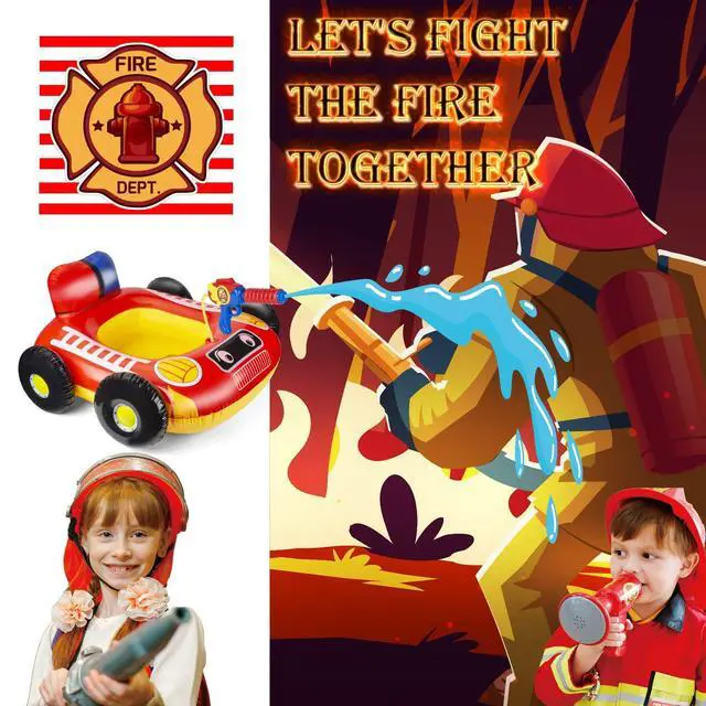 Alt view image 4 of 7 - Kids Pool Floats with Water Gun, Pool Toys for Kids Ages 4-8, Fire Truck Toddler Floats for Pool, Pool Inflatables for Boys Girls and Children