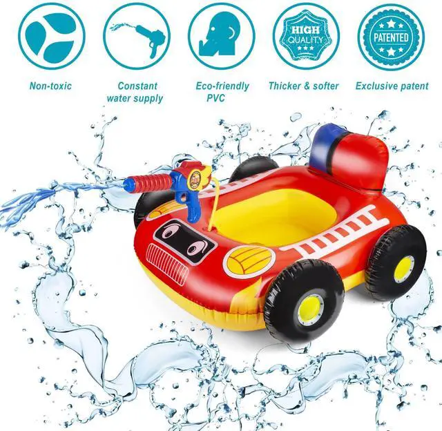 Alt view image 7 of 7 - Kids Pool Floats with Water Gun, Pool Toys for Kids Ages 4-8, Fire Truck Toddler Floats for Pool, Pool Inflatables for Boys Girls and Children