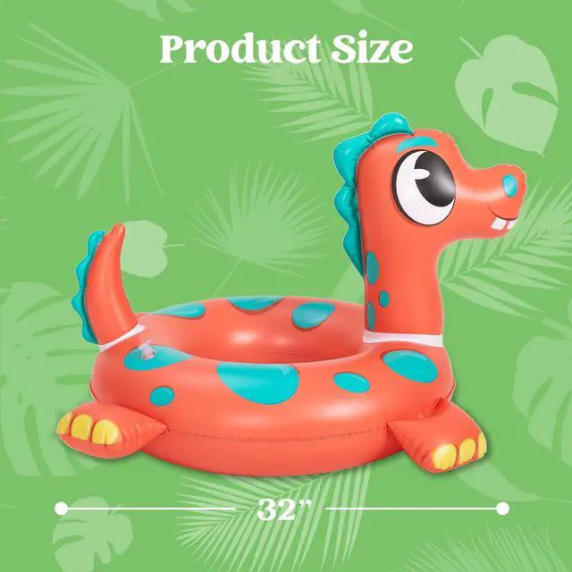 Alt view image 5 of 7 - 3-Pack Inflatable Pool Tubes Floats - Dinosaur & Sea Turtle & Dolphin Swimming Rings for Kids Toddler, Pool Beach Water Float Party in Summer Decorations 32"