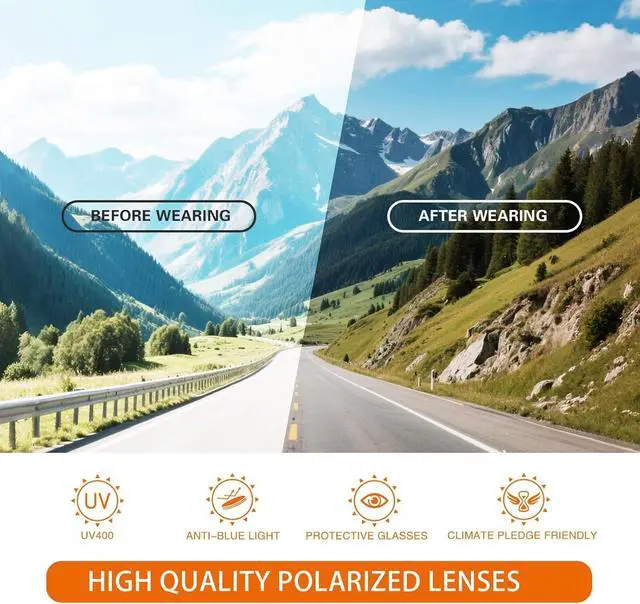 Alt view image 4 of 7 - Polarized Sports Sunglasses for Men: UV400 Protection Glasses Wrap Around Goggles for Driving Fishing