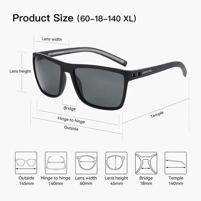 Alt view image 5 of 6 - Polarized Sunglasses for Men Lightweight TR90 Frame UV400 Protection Square Sun Glasses