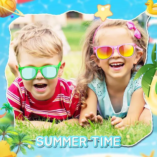 Alt view image 7 of 7 - Kids Sunglasses Party Favors - Boys Girls Valentines Day Gifts, Neon Sunglasses with UV 400 Protection for Kids Classroom Favors Birthday Goodie Bags Stuffers - 16 Packs