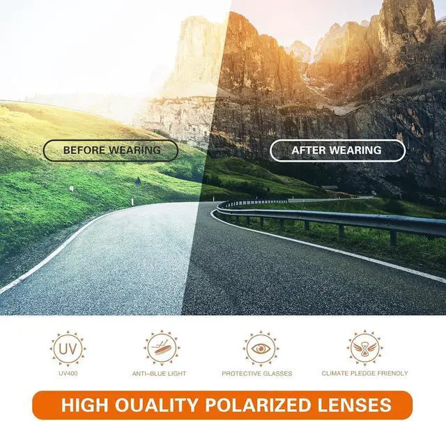 Alt view image 4 of 6 - Sports Polarized Sunglasses for Men: Womens UV400 Protection Sun Glasses Wrap Around Goggles for Fishing Driving TR90