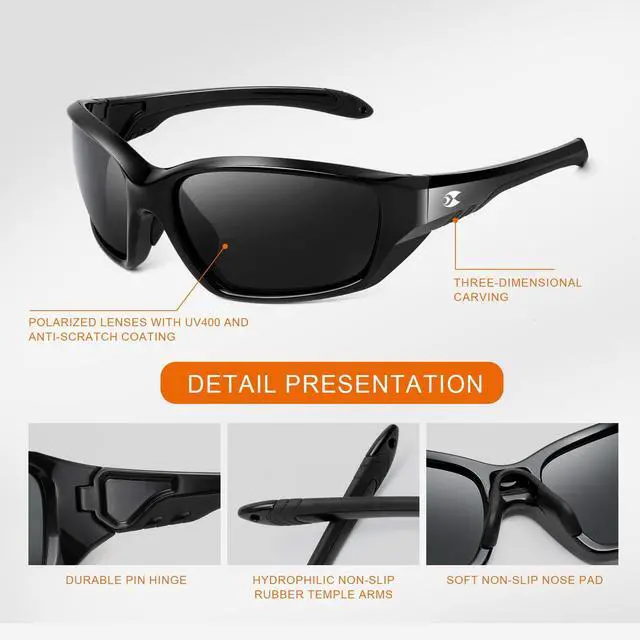 Alt view image 3 of 6 - Sports Polarized Sunglasses for Men: Womens UV400 Protection Sun Glasses Wrap Around Goggles for Fishing Driving TR90