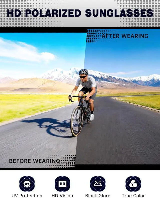 Alt view image 5 of 7 - 4 Pack Polarized Sunglasses-Men Sports Sun-glasses: Mens Sunglasses UV Protection for Fishing Driving Cycling