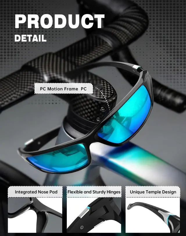 Alt view image 6 of 7 - 4 Pack Polarized Sunglasses-Men Sports Sun-glasses: Mens Sunglasses UV Protection for Fishing Driving Cycling