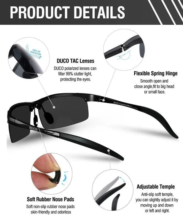Alt view image 5 of 7 - Mens Sports Polarized Sunglasses UV Protection Sunglasses for Men 8177s