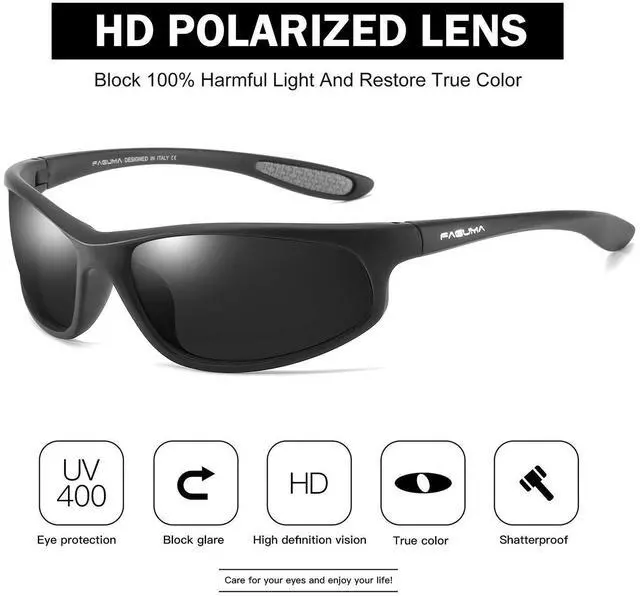 Alt view image 3 of 7 - Polarized Sports Sunglasses For Men Cycling Driving Fishing UV400 Protection