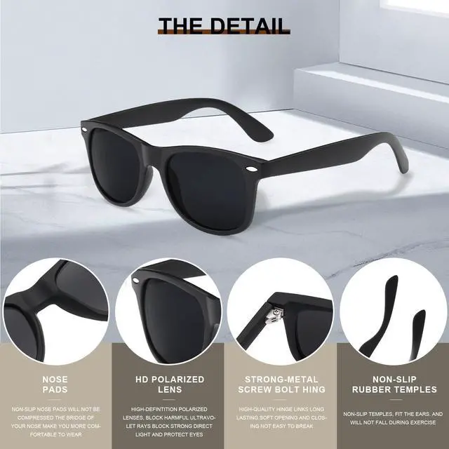 Alt view image 3 of 6 - Sunglasses Men Polarized Sunglasses for Mens Womens Retro Mirror Lens for Driving Fishing UV Protection