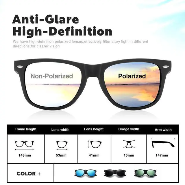 Alt view image 4 of 6 - Sunglasses Men Polarized Sunglasses for Mens Womens Retro Mirror Lens for Driving Fishing UV Protection