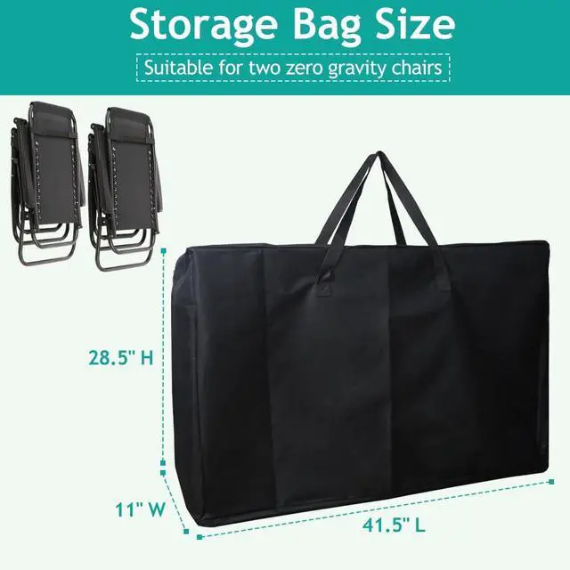 Alt view image 2 of 7 - Heavy Duty Folding Chair Storage Bag, 600D Chair Storage Case for Beach Chair Camping Chair Zero Gravity Chair Folding Recliners, Extra Large Travel Bag with Zippers, 41.5" Lx 11" Wx 28.5" H