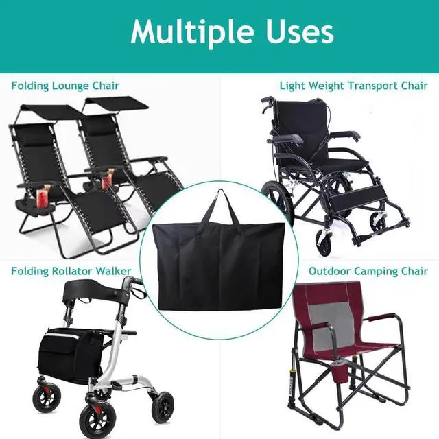 Alt view image 6 of 7 - Heavy Duty Folding Chair Storage Bag, 600D Chair Storage Case for Beach Chair Camping Chair Zero Gravity Chair Folding Recliners, Extra Large Travel Bag with Zippers, 41.5" Lx 11" Wx 28.5" H