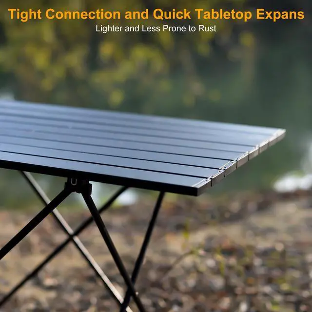Alt view image 3 of 7 - Foldable Camping Side Table, Ultralight Small Beach Aluminum, Portable Outdoor Table with Carry Bag and Storage for Picnic, Grill, Hiking, Fishing, Sand, Camping, Black